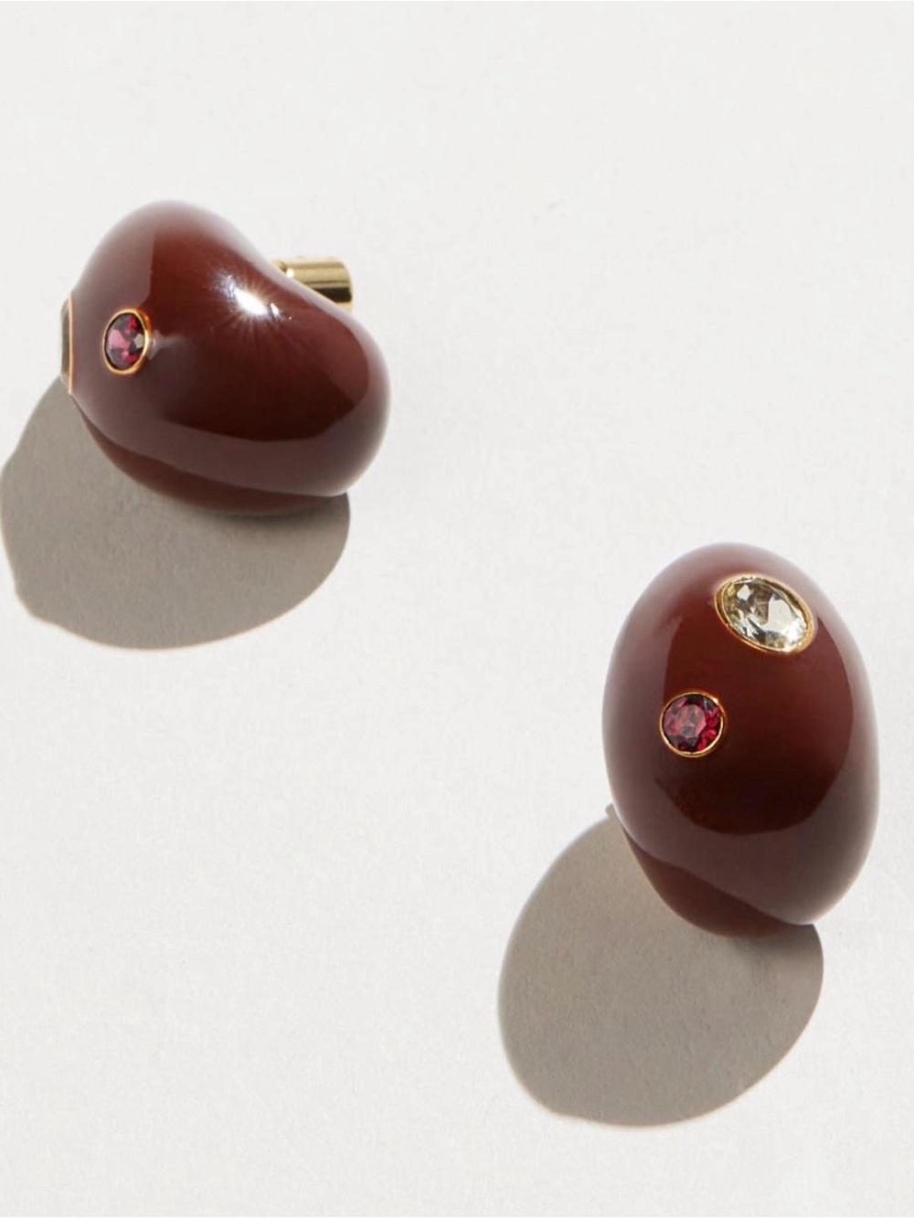 Lizzie Fortunato Red Crystal Bean Stud Earrings